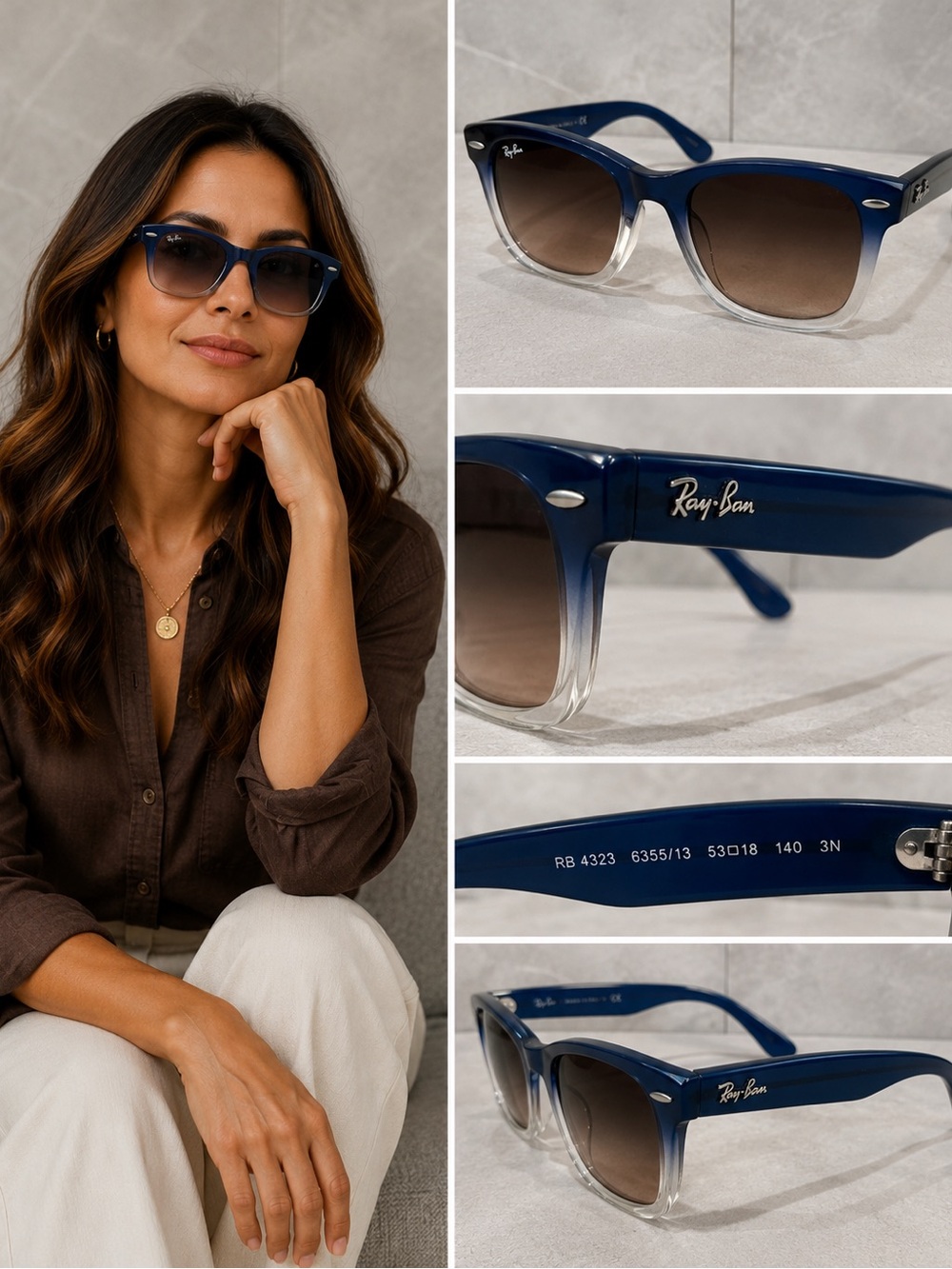 Ray-Ban RB2140 Original Wayfarer Blue Fade Gradient Sunglasses 50mm Italy
